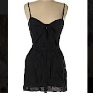 Reformation Mini Dress Black Linen 2 tie front